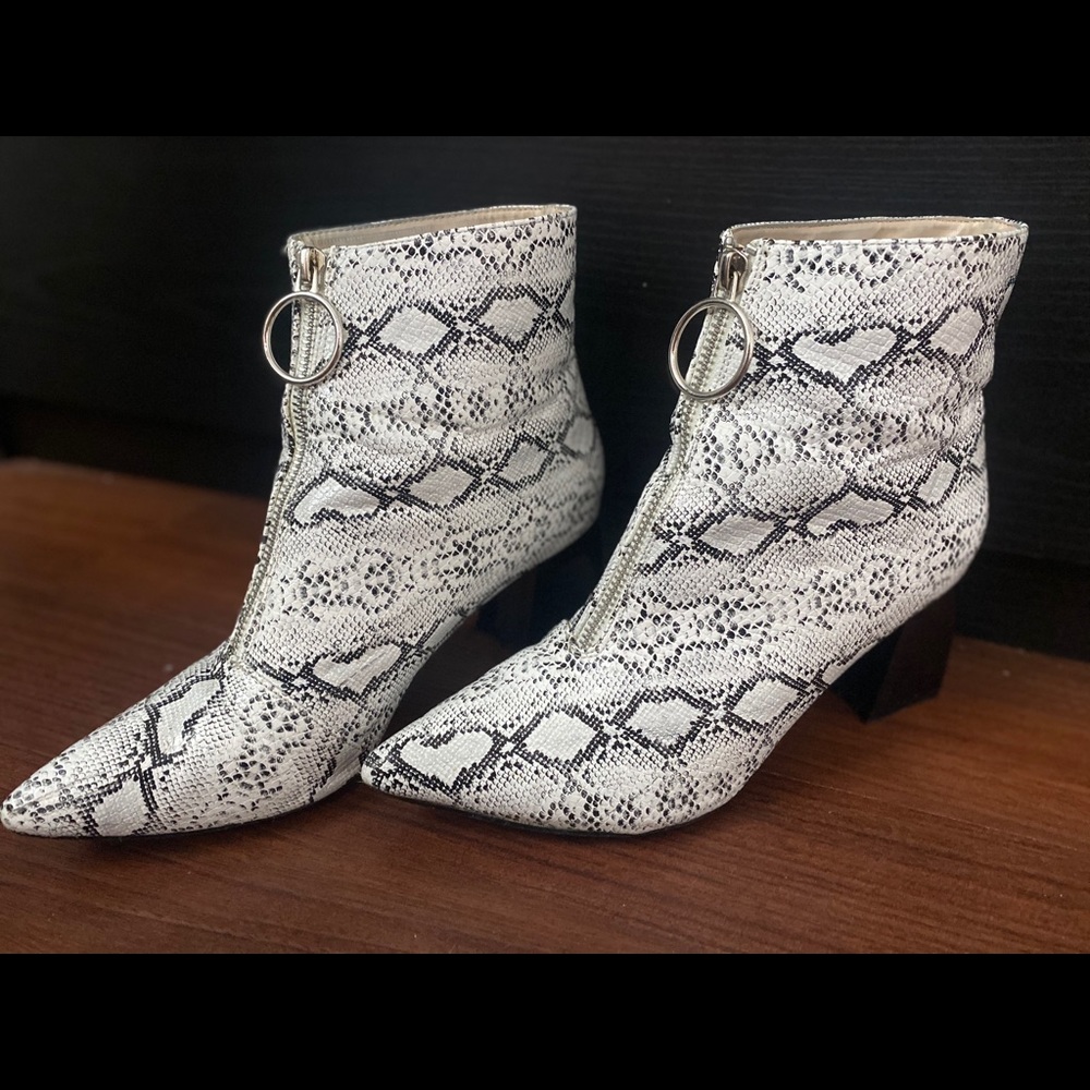 Snake print ankle booties